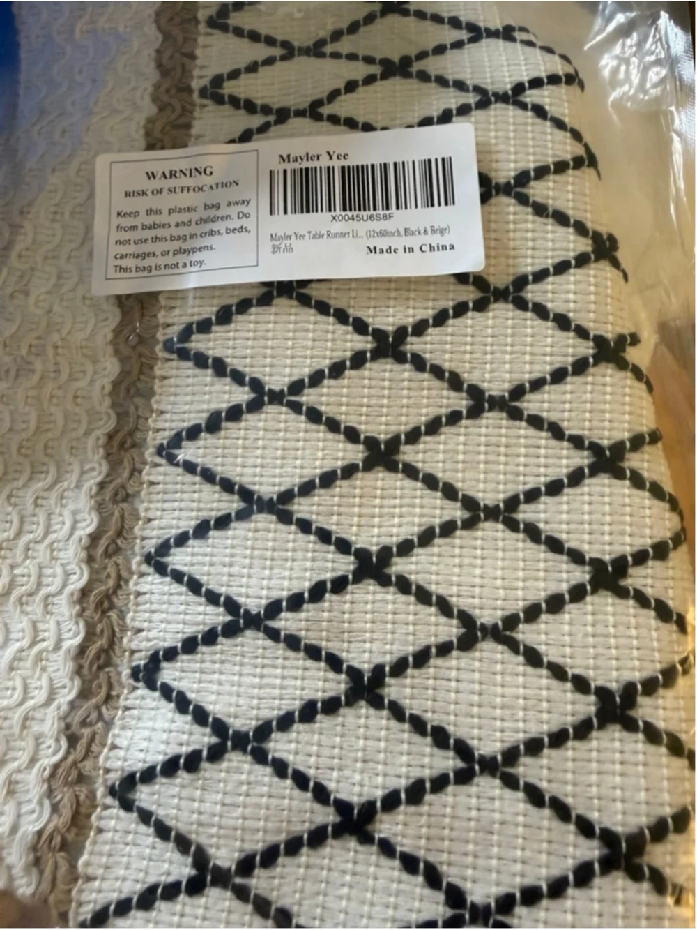 NEW Table Runner Linear End Boho Tassels Cotton & Linen tablecloth 12x60”